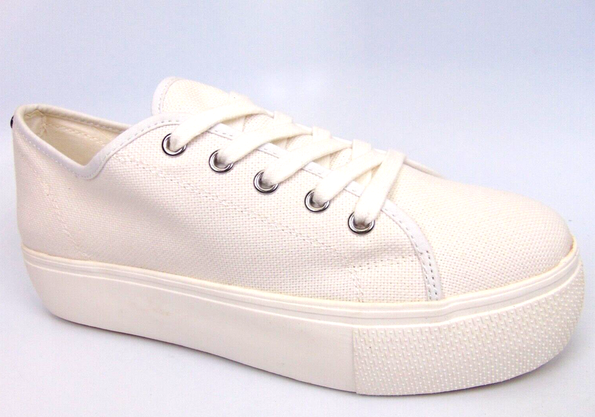 NEW! Steve Madden Women's Elore Sneakers Lace Up Shoes Size 9.0 Med White  Canvas | eBay