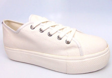 NEW Steve Madden Elore Women's Platform Sneakers Size 9.0 M, White Canvas Shoes