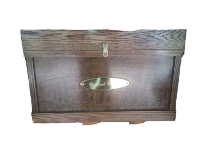 GREENTRUNKSNMORE Tack Trunk w/bandage lid, brush tray/ stained dark walnut, Free Shipping!