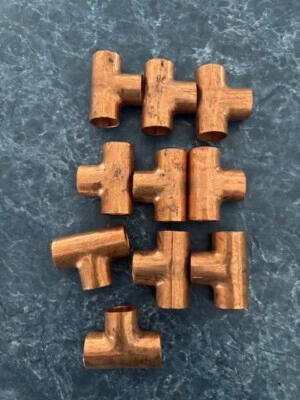 10 pc Lot 1/2" C Copper TEE Sweat X Sweat X Sweat Nibco or EPC Fitting New