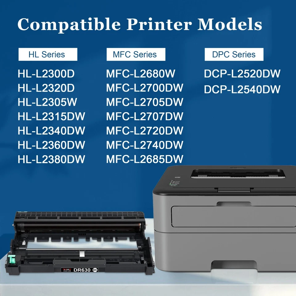 Unidad de tambor de repuesto DR630 (sin tóner) para impresoras Brother HL-L2380DW DCP-L2540DW Foto 2 de 4