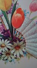 Vintage Greeting Card Easter glitter fan tulips daisy Flowers wife Norcross — photo 2