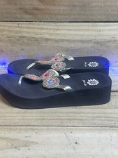 YELLOW BOX donata WEDGE SANDALS with Rhinestones Size 9