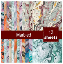 Marbled - Craft Paper - 12 Sheets - 6"x6" - 120gsm - Random Selection