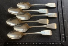 6 X Cucchiai Argento Punzonati Dublino 1824