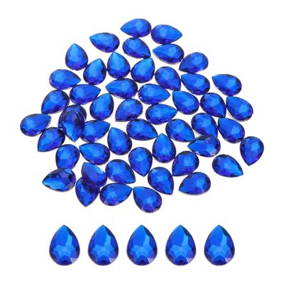 50PCS Flat Back Acrylic Teardrop Gems 13x18mm Artificial Rhinestones Dark Blue