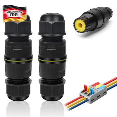 Wasserdichte Kabelverbinder 3 Polig für Erdkabel IP68 Garten & Outdoor