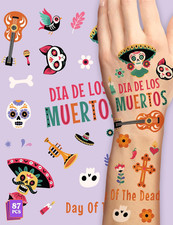 Halloween Tattoos - Dia De Los Muertos Tattoos for Kids Pack of 87 - Non-Toxic W