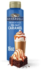 Ghirardelli 16 oz Sea Salt Caramel Sauce Rich Dessert Topping for Coffee Ice ...