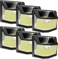 TECKNET 248 LED Solar Lights Outdoor Motion Sensor 6 Pack, 300° Angle & 3 Lighti