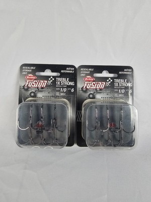 X2 Lot  Of Berkley Fusion19 Treble 1x Strong Needle Point Hooks Size Options