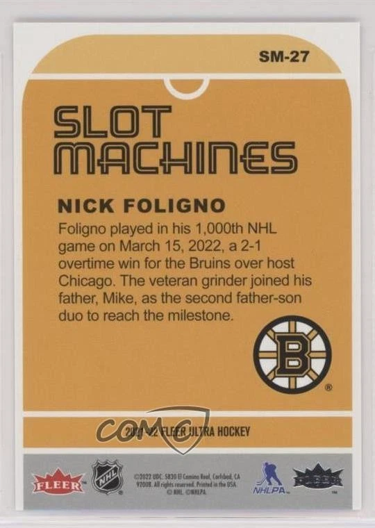 2021-22 Upper Deck Fleer Ultra Slot Machines Nick Foligno #SM-27 - Image 2 of 2