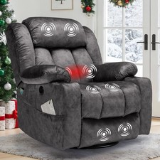 Massage Swivel Rocker Recliner Chair Manual Reclining Chair w/ Heat  Vibration