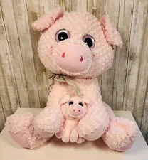 Big Hugfun (Hug Fun) Pink Mother & Baby Pig Plush Stuffed Animal 21" Tall Soft