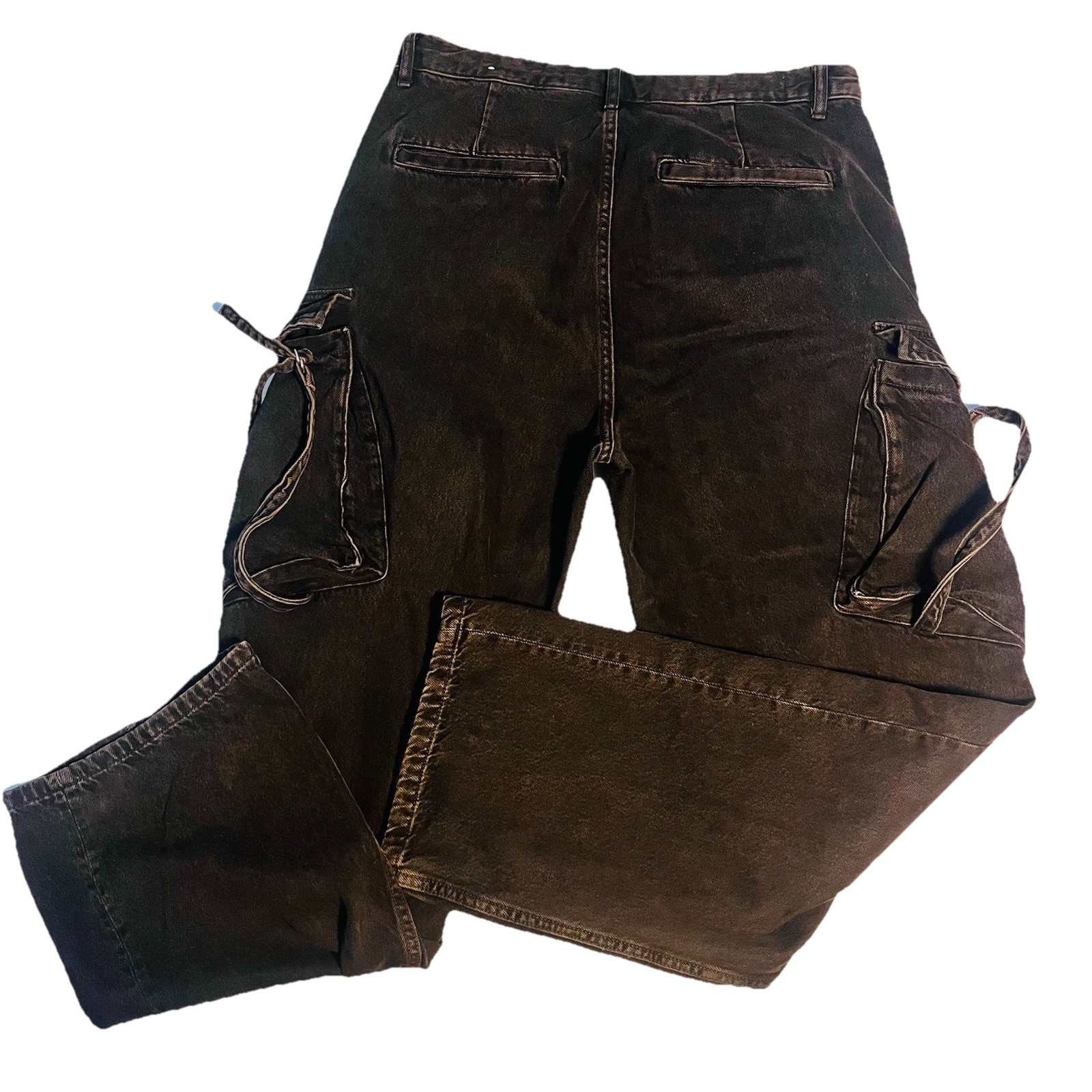 Zara Cargo Black Jeans Men's 34 Utility Grunge Baggy Wide Denim Streetwear thumbnail 2