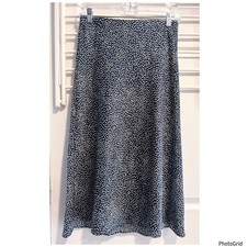 Loft Blue White Polka Dotted Midi Skirt Trend...