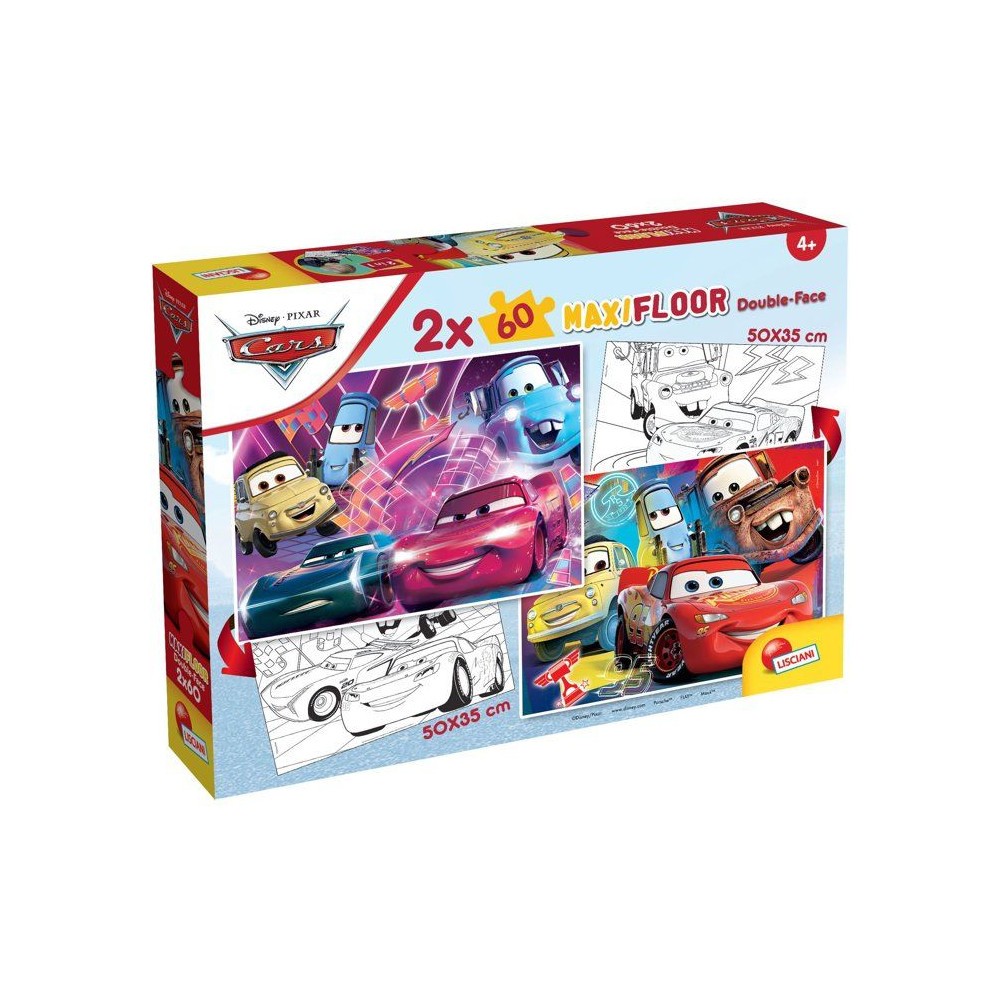 Puzzle Cars Lisciani 2x60 pieces maxi sol double face pour enfant des 4 ans