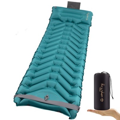 Inflatable Camping Sleeping Pad Thick 4 Inch Ultralight Sleeping Mat With Pillow
