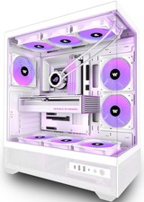 Image of PC Gaming Case ATX Mid Tower 6 ARGB Fans Tempered Glass USB Type C White