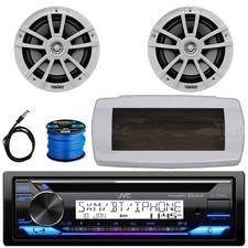 JVC Single-DIN Boat Bluetooth CD Stereo W/White Cover, 2x 6.5" 225W Max Speakers