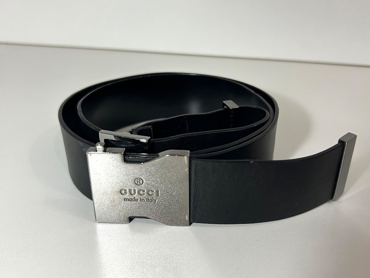 Gucci Tom Ford Black Leather Clasp Buckle Belt Size US 34 