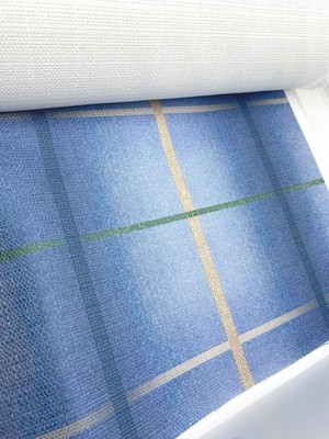 4,4 Meter hellblau karierter Webstoff Polsterstoff PORTOFREI