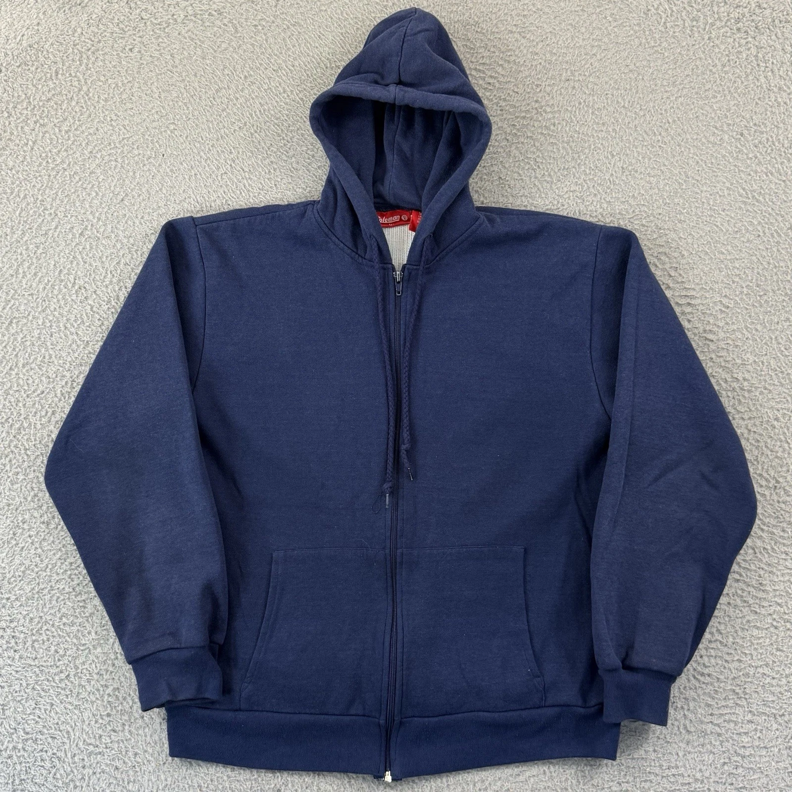 Vintage Coleman Thermal Lined Sweatshirt Mens Medium Blue Zip Up 90s Hoodie