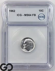 1962 Roosevelt Dime, ICG MS-64 FB