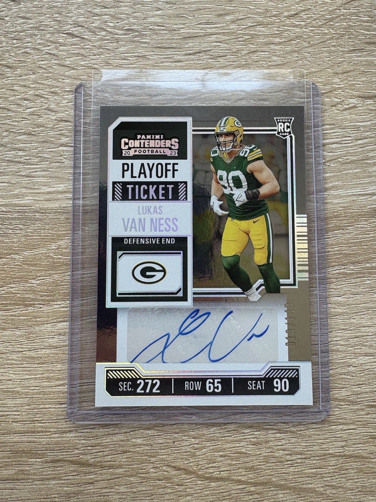 2023 Contenders Lukas Van Ness Playoff Ticket /149 Rookie Auto RC Packers