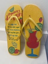 Juncture Women Flip Flops 7/8 M Medium Strawberry Daiquiri Recipe Yellow Barware