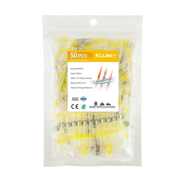 LöTverbinder Mit Schrumpfschlauch 50Stk Wasserdicht 4,0-6,0Mm² Awg 12-10 Kabel-image
