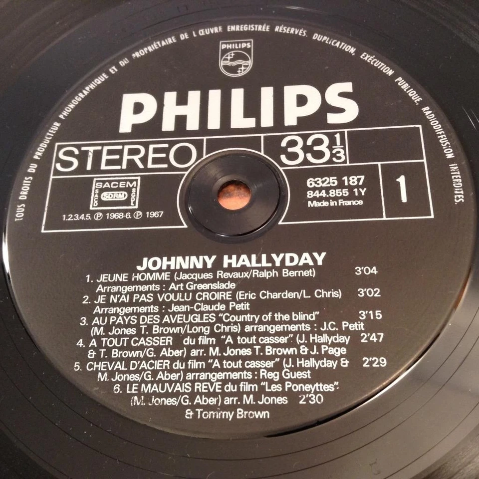 JOHNNY HALLYDAY [JEUNE HOMME] EX FRENCH 6325 187 LP Philips - Image 3 of 4