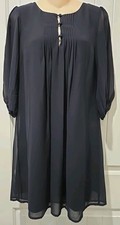 Vtg. NWT ENFOCUS Petite Dark NAVY Lined Sheer 3/4 Sleeves - 4P