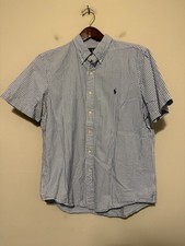 Polo Ralph Lauren Shirt Mens Large Seersucker Striped Short Sleeve