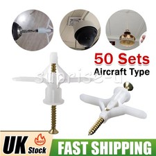 50Sets Aircraft Plasterboard Cavity Hollow Dry Lining Wall Fixings Plugs & Screw