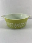 Vintage PYREX 472-B 750ML Green Crazy Daisy Spring Blossom Casserole Baking Dish