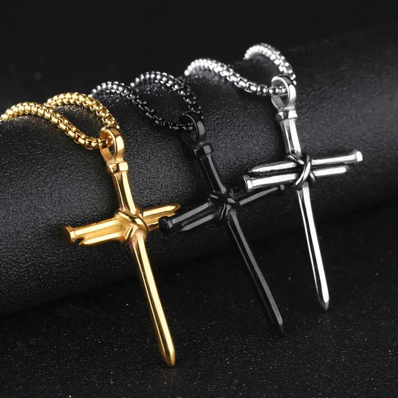 Titanium Steel Casting Steel Nails Cross Men's Pendant Punk Style