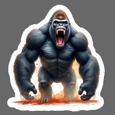 Gorilla Sticker Vinyl Decal Angry Muscular Ape Roaring Strong Creature