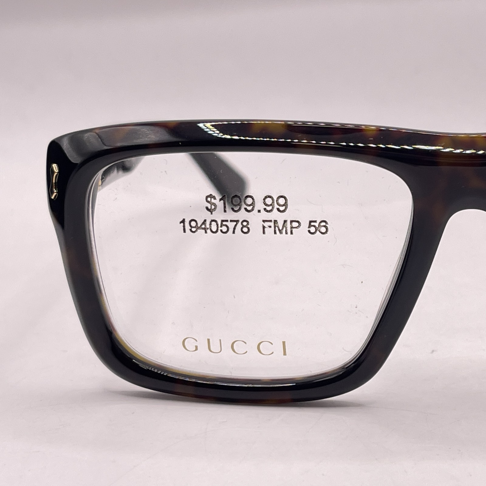 Gucci Mens Large Square Full Rim Eyeglasses GG462O Havana Pre-Owned thumbnail 3