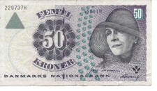 Geldschein Banknote D&auml;nemark 50 Kroner
