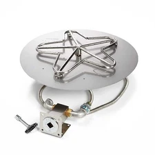 HPC Fire Match Light Gas Fire Pit Kit, 18" Pan 12" Torpedo Burner, Natural Gas