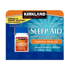 Kirkland Signature Sleep Aid 25mg 96 Tablets Nighttime Doxylamine Non-Habit