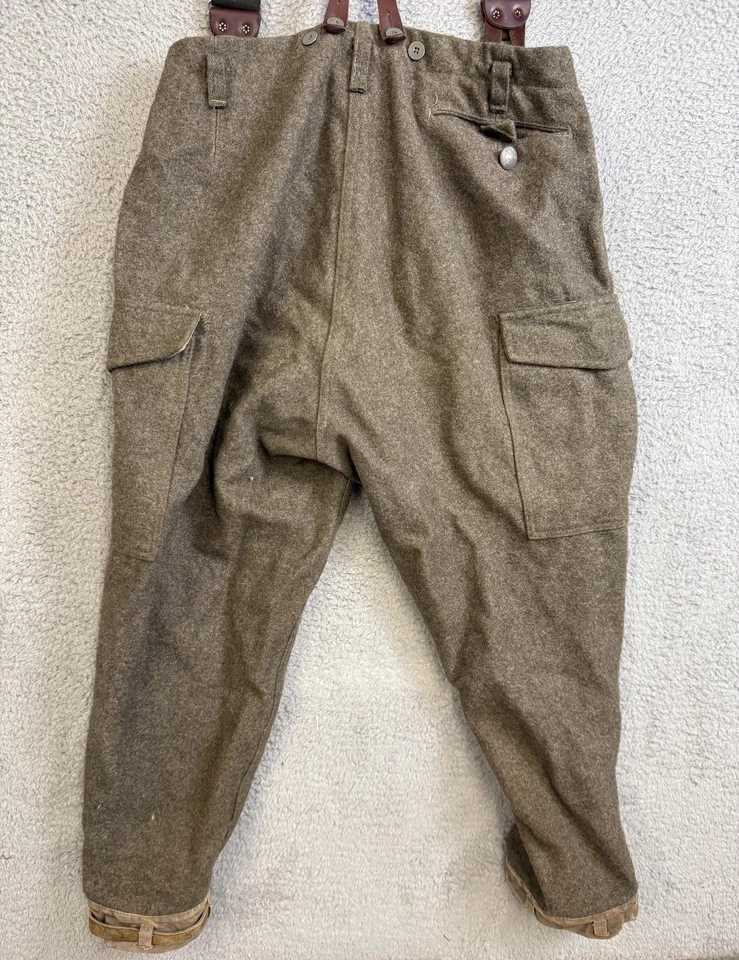 Pantalones de lana militares suecos vintage para hombre grandes tirantes carga 3 coronas años 40 Foto 3 de 4