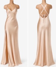 Show Me Your Mumu Anderson Maxi Dress Women Small Champagne Luxe Satin Open Back