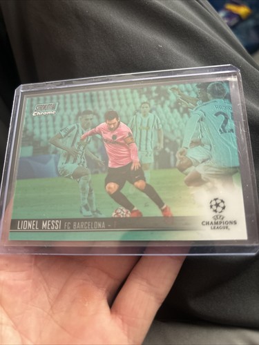 2020-21 Topps Stadium Club Chrome UCL Lionel Messi #1 Aqua Refractor /199