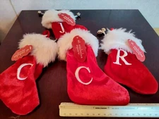 REDUCED - Christmas Mini Stocking Red Baby/Kids Monogram Initial 