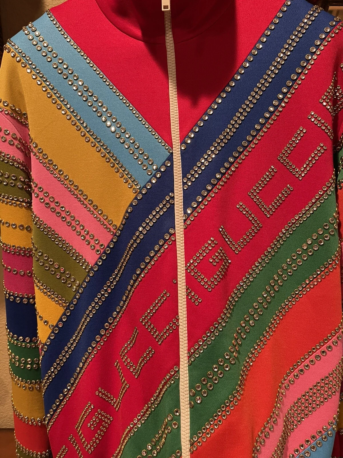 Giacca a righe 100% autentica GUCCI cristallo impreziosita taglia: S