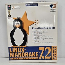 Linux Mandrake 7.2 Deluxe 2001 Operating System Software Big Box 7 CD'S Manuals