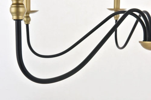 Farmhouse Chandelier 6 Light Fixture Gold and Black Dining Room Foyer or Kitchen - Picture 7 of 7