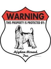Warning Afghan Hound Property Protected - Beware Dog Aluminum Dog Sign - 7 x 8